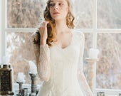 Romantic v-neck wedding dress with sheer lace bodice for Belle