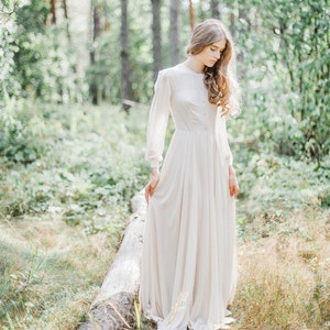 Olive wedding dress with shirtwaist bodice