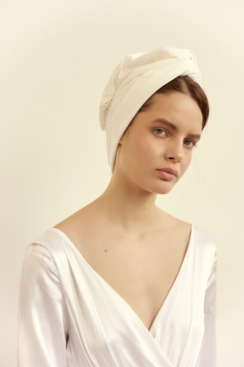 Mode katoenen tulband hoofddoek voor bruid afbeelding 2