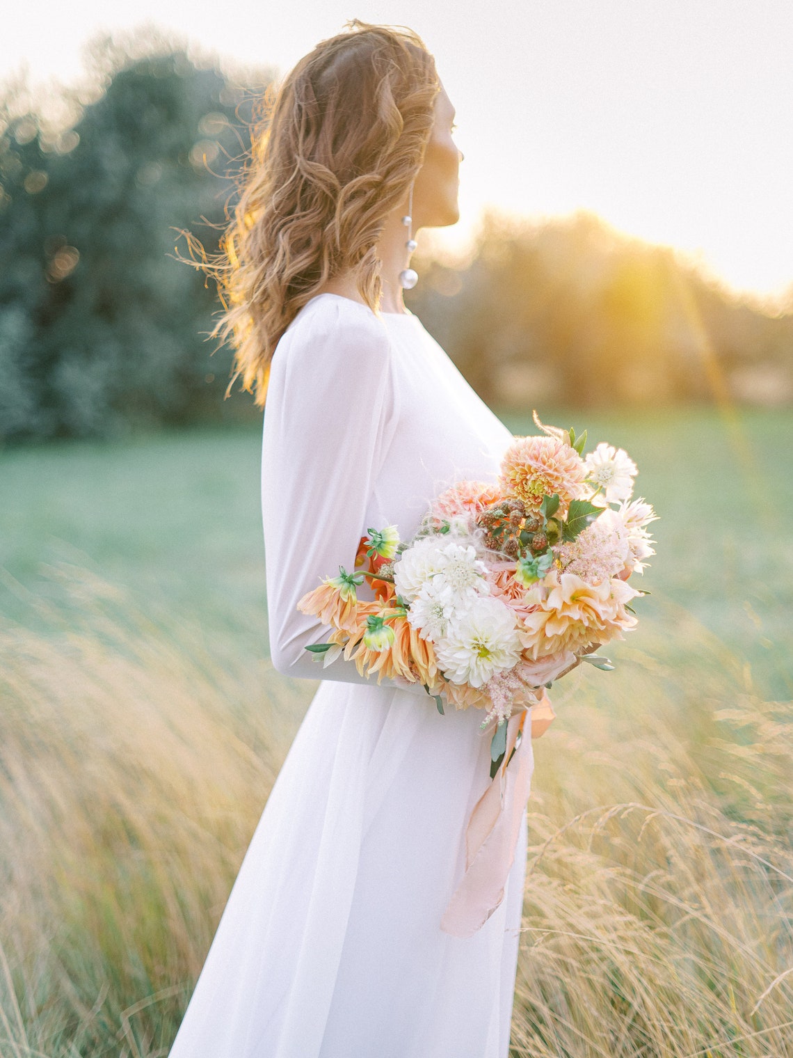 Long Sleeve Sheath Wedding Dress With Modest High Neck Bodice - Etsy