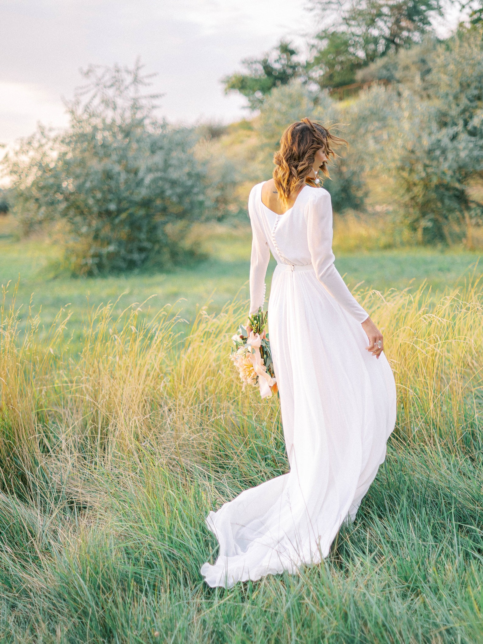 Long Sleeve Sheath Wedding Dress With Modest High Neck Bodice - Etsy