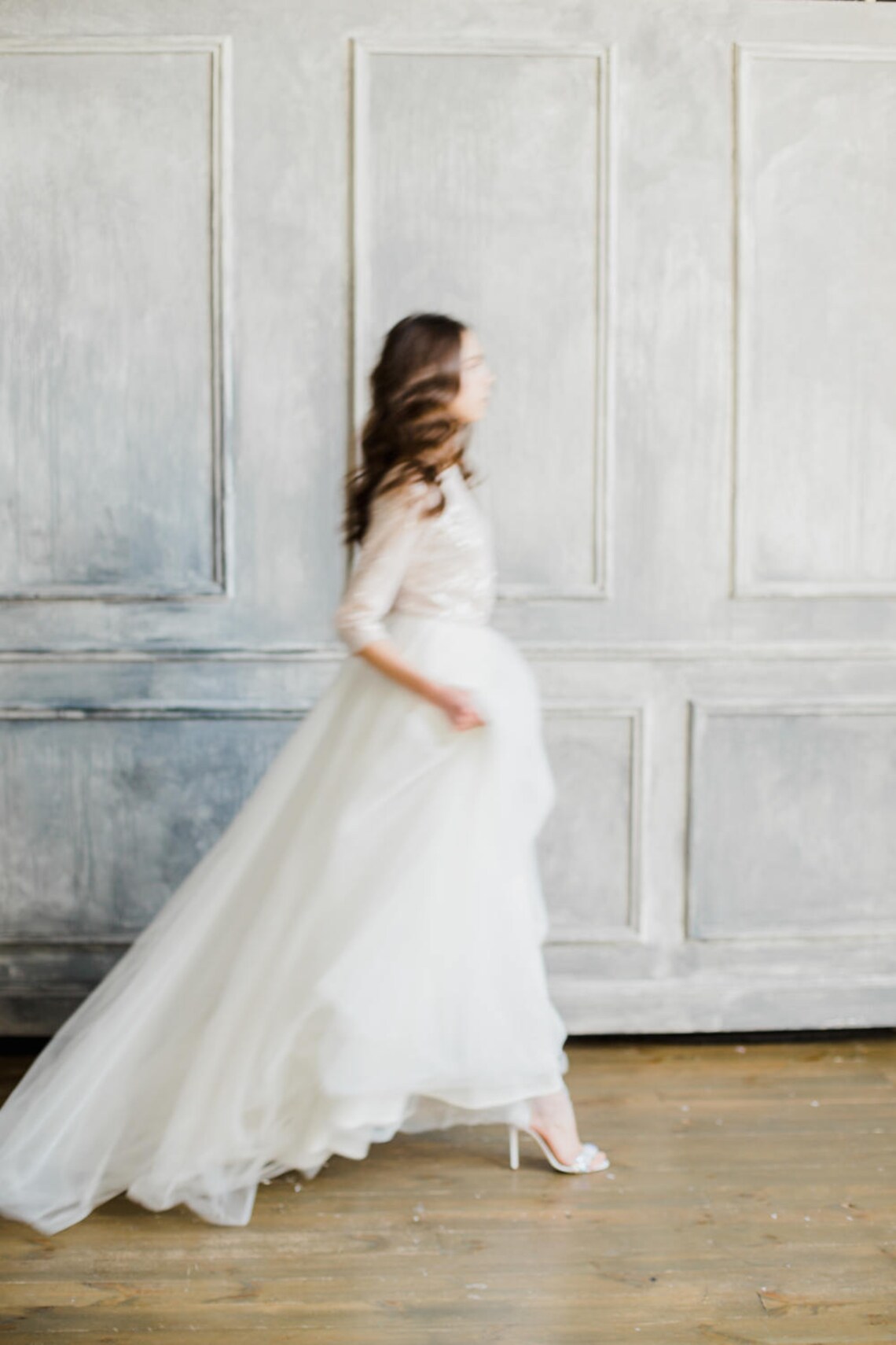 Elbow Sleeve Wedding Dress With Layered Skirt - Etsy