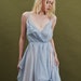 Hand Draped Gown in Ice Blue and Yellow