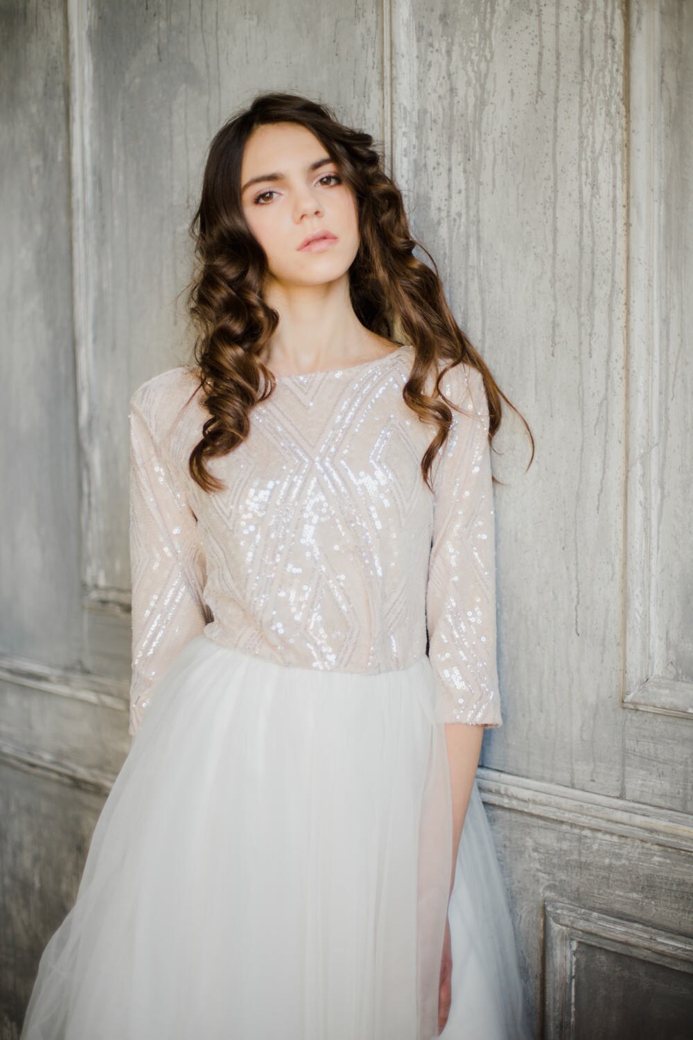 Elbow Sleeve Wedding Dress With Layered Skirt - Etsy