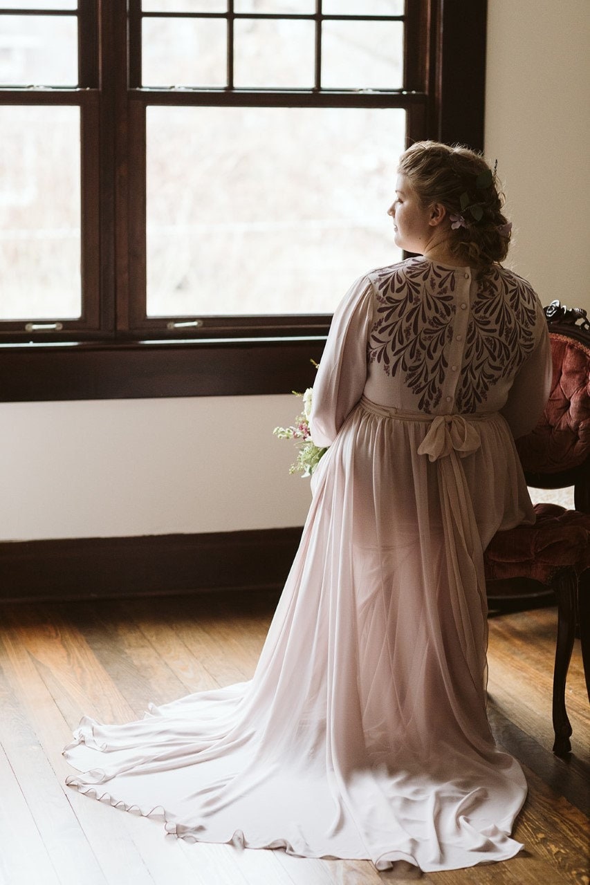 Beach Wedding Dress,a-line Bridal Gown With Long Train, Chiffon