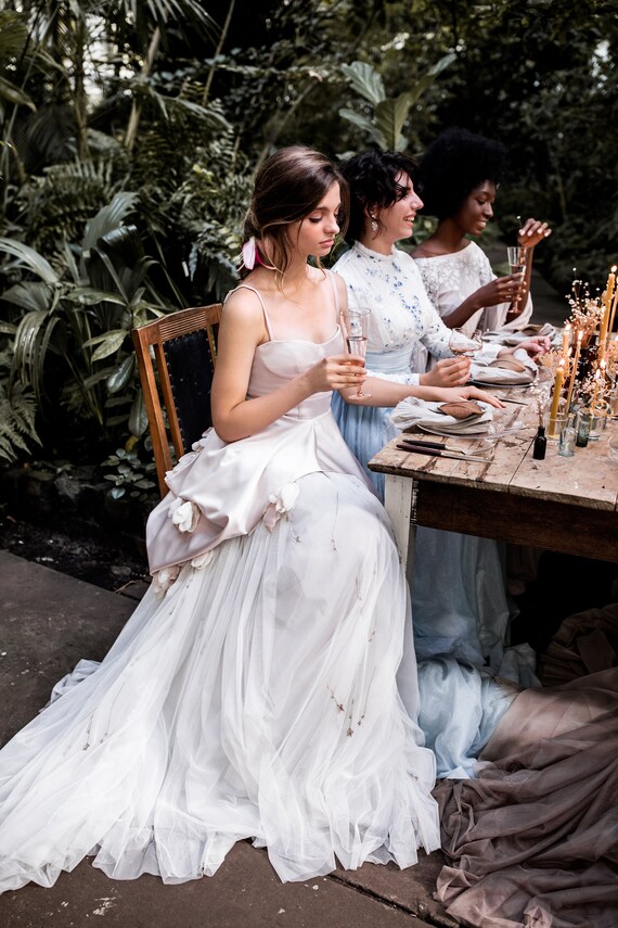 spaghetti strap corset wedding dress