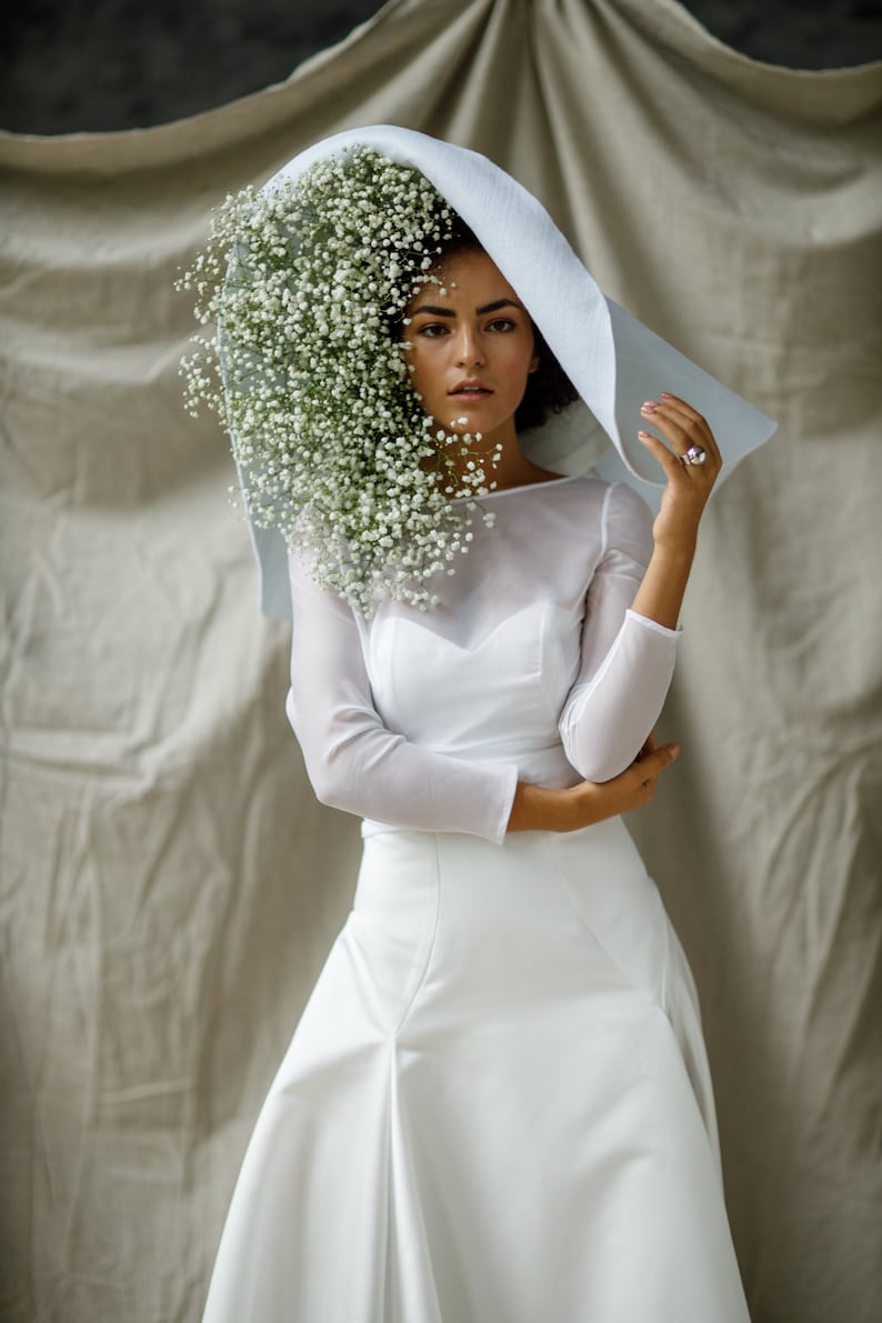 Wedding Dress with a Straight Silhouette and Midi Length with a Removable Bolero Court Train Satin Modern White Sleeves Bridal Gowns Vestido De Novia Mermaid Princess main image 0
