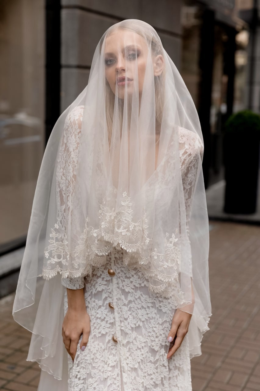 Vintage Inspired Wedding Dress Beige Wedding Dress Lace Wedding Dress