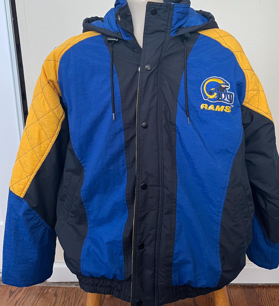 Perth Rams Jacket 1990s Starter Rams Puffer Jacket Adult Medium Hooded Authentic Sports ...