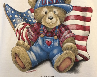 Sz Sm/Med USA Washington D.C. 1990's American Bear T shirt Size Adult Medium Washington D.C. America Souvenir T shirt