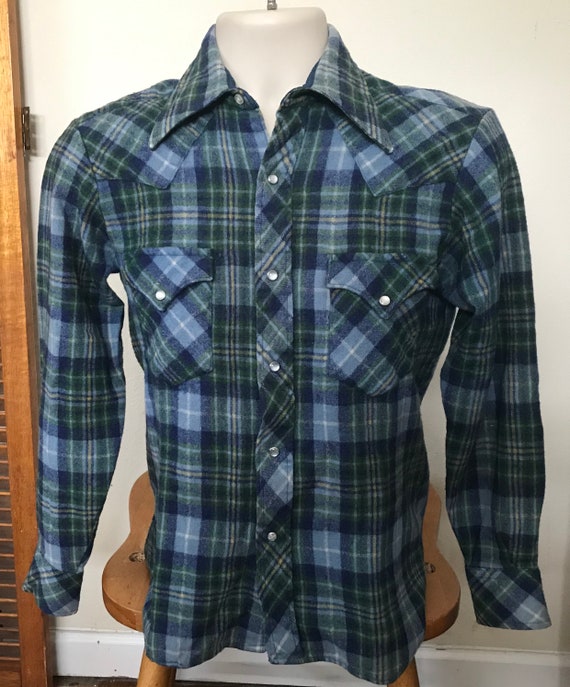 my2ndjob Vintage Kmart Wool Flannel Pearl Snap Flannels Adult Small Flannels Grunge Surf Punk Clothing 1970s Flannel Shirts Unisex Vintage Clothing