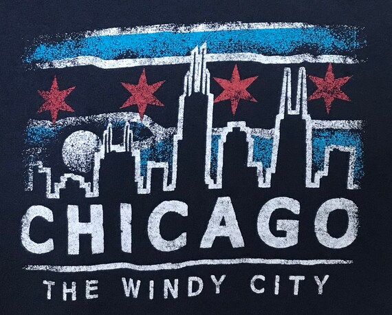 Chicago T shirts Navy Blue Crew Neck Graphic T sh… - image 2