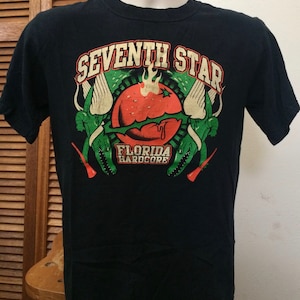 Vintage Bands Concert T shirts 1990s Seventh Star Christian Hardcore Punk Band Metalcore Black Short Sleeve Shirt 1990s Bands T shirts