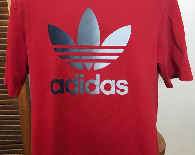 Adidas T Shirts Red and Gray Logo Trefoil Adidas Shirts Red - Etsy