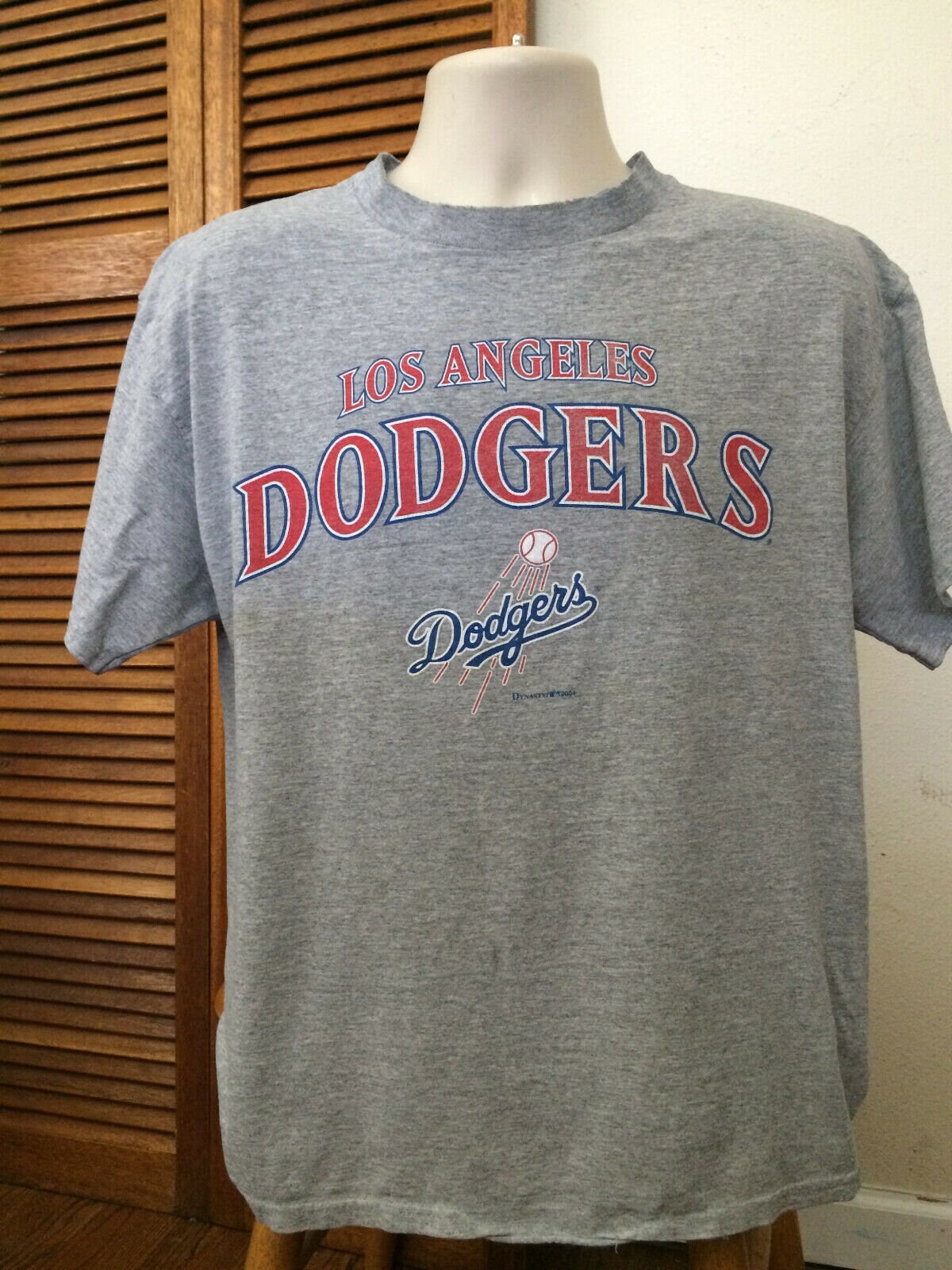 VINTAGE Dynasty Los Angeles Dodgers Jersey Mens Large Gray Blue