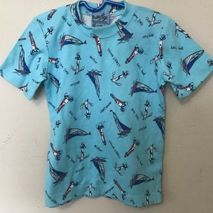 Youth Nautical T shirts Size 5/6 Excellent Condition Lighthouses and Sailboats Bullfrogs and Butterflies