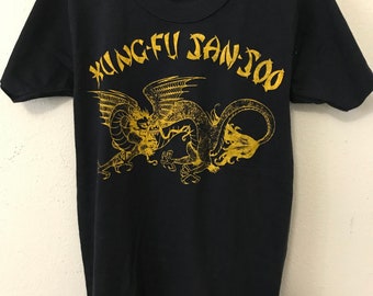 1970s 1980s Vintage Kung Fu T shirt Made in the USA Unused Youth Size"L" Slender Size 6? See Measurements 50/50 Poly/Cotton