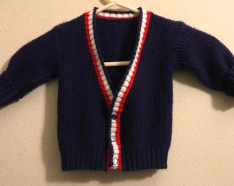 Baby Toddler 18-24M Vintage Cardigan Red White and Blue Vintage Buttons