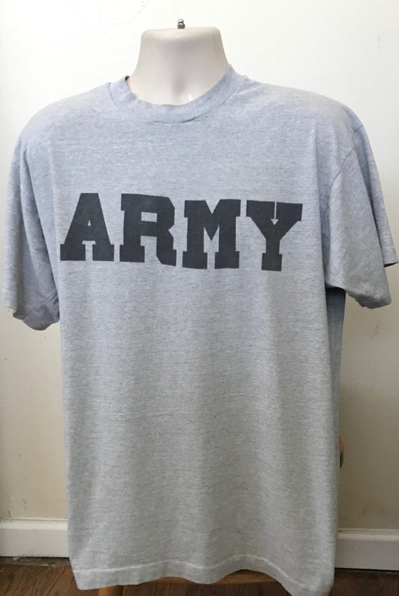 XL Vintage ARMY Gray T Shirt Vintage 