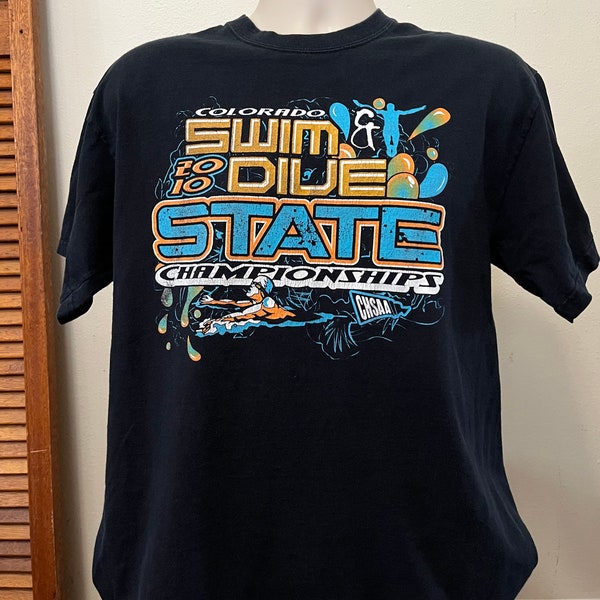 2010 Colorado Swim and Dive State Championship Souvenir T shirt Vintage Sports T shirts Adult Large Swimming Themed T shirts