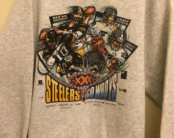 Youth 6/7  Steelers Shirts Cowboys Shirts Vintage SuperBowl Sweatshirt 1996 Super Bowl Dallas Cowsboys and Pittsburgh Steelers Emmitt Smith