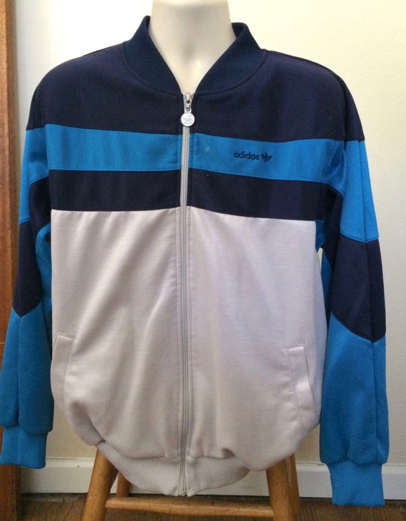 adidas trefoil jacket blue