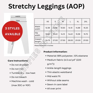 FYBY Stretchy Leggings AOP Info Card, Printify, All Over Print, Size Chart, Care Instructions & Product Information