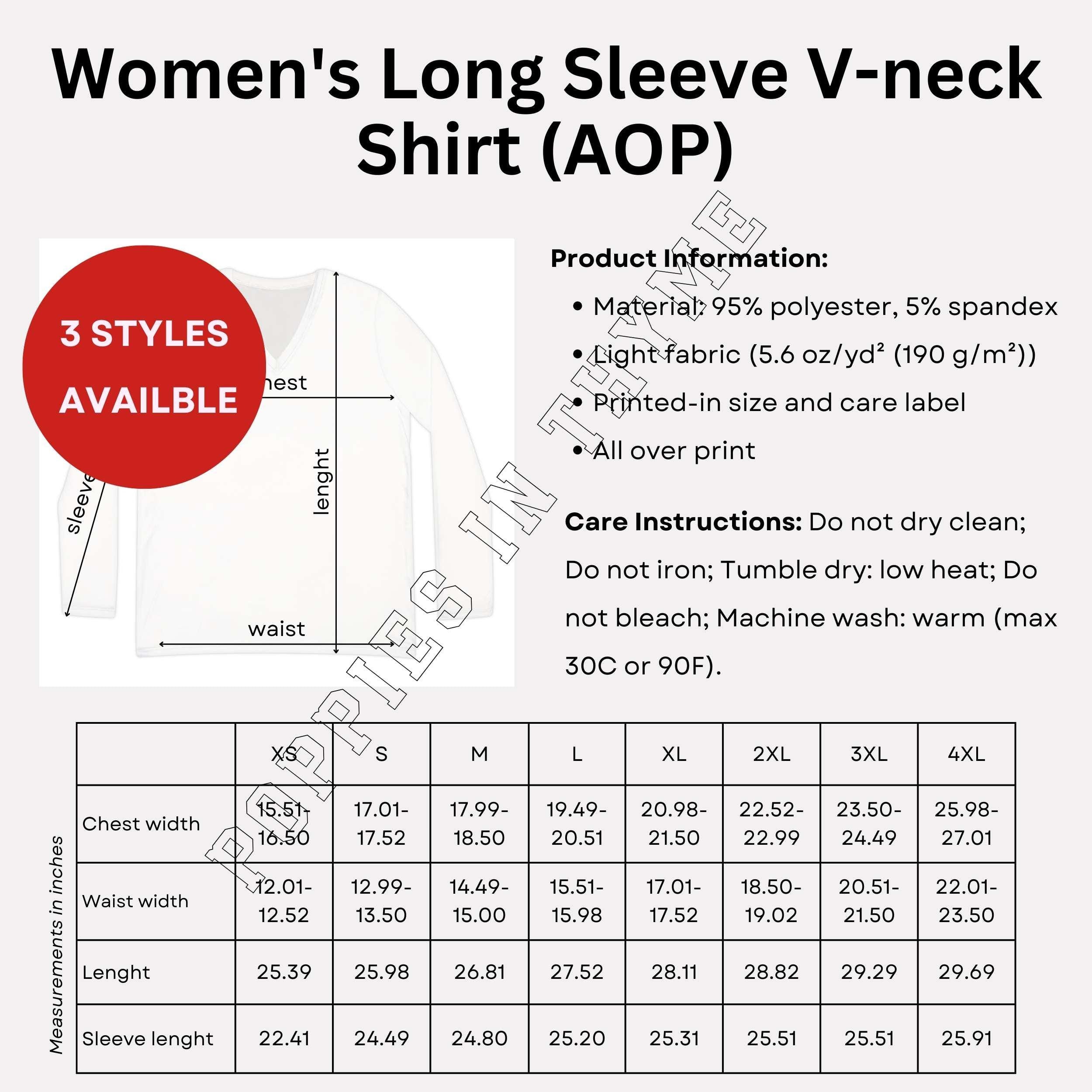 Miami Women's Long Sleeve V-neck Shirt AOP Info Card, Printify