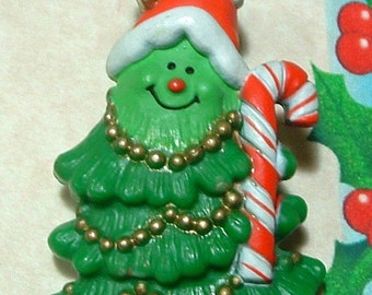 Rare HALLMARK Collector BOOK PIECE Vintage Hallmark Cards Inc. Vintage Christmas Jolly Christmas Tree Pin Signed