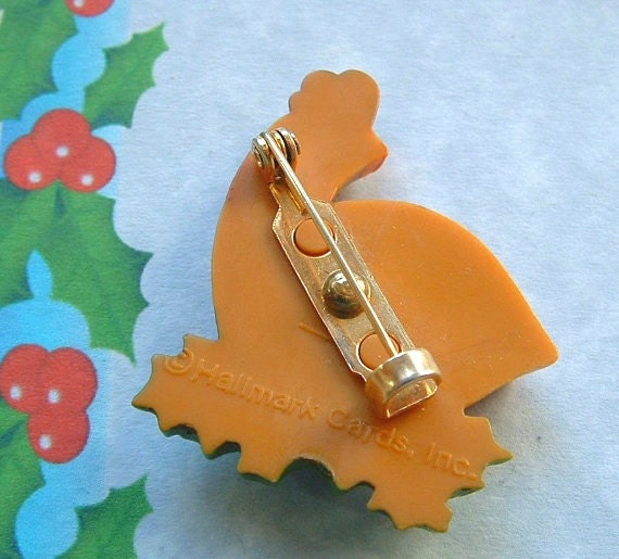 Rare HALLMARK Collector BOOK Piece Hallmark Inc. 1980's Vintage Christmas PARTRIDGE in a Pear Tree Bird Pin Signed View 2