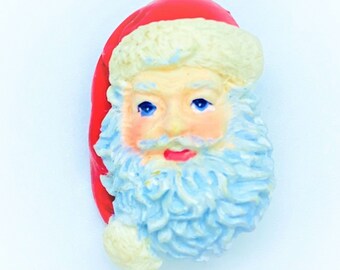 rare 1960's Jolly Santa Face Vintage Christmas Santa Pin Hard to find
