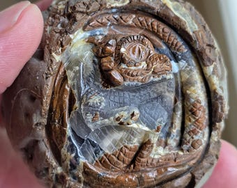 dragon egg carved from Oregon thunderegg