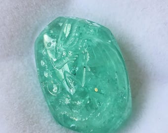 dragon intaglio carved Columbian emerald 10 carats