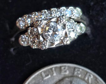 14kw gold vintage estate wedding band with diamonds