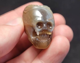 Alien Relief Carving Carved into Polished Botswana Agate