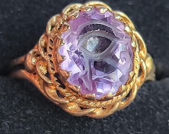 10k gold ring set with eye if horus intaglio carving