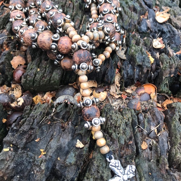 Wood and metal paternoster prayer beads