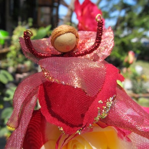 Shimmering Rose Red flower fairy
