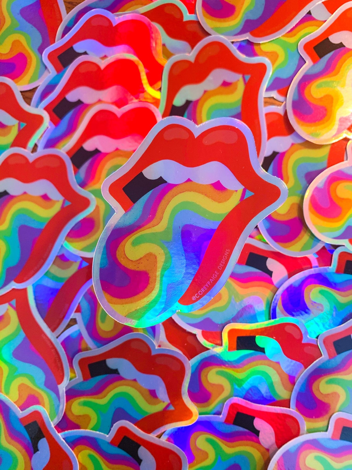 Rainbow Swirl Tongue Holographic Sticker - Etsy