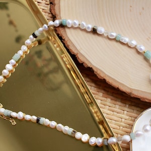 Clear Pearls Necklace, Minimalist Dainty Jewelry, Elegant Pearl Necklace, Classic Necklace, Gift For Her