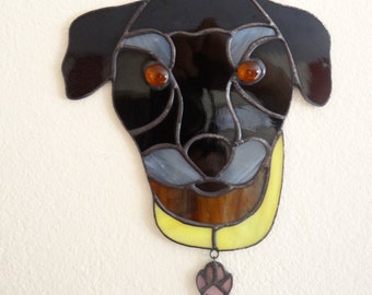 Personalized Dog face Stained glass suncatcher Dog lover gift Puppy from photo Dog ornaments Custom dog suncatcher Pet memorial Handmade