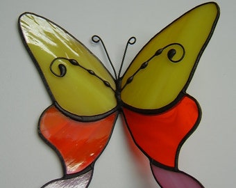 Butterfly suncatcher Spacious Stained glass butterfly Butterfly wall art Handmade Glass butterfly Window hanging Birthday