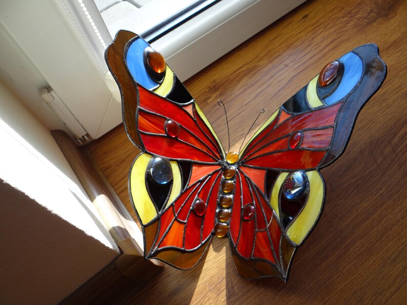 Butterfly Stained Glass Suncatcher Stained Glass Butterfly Etsy UK