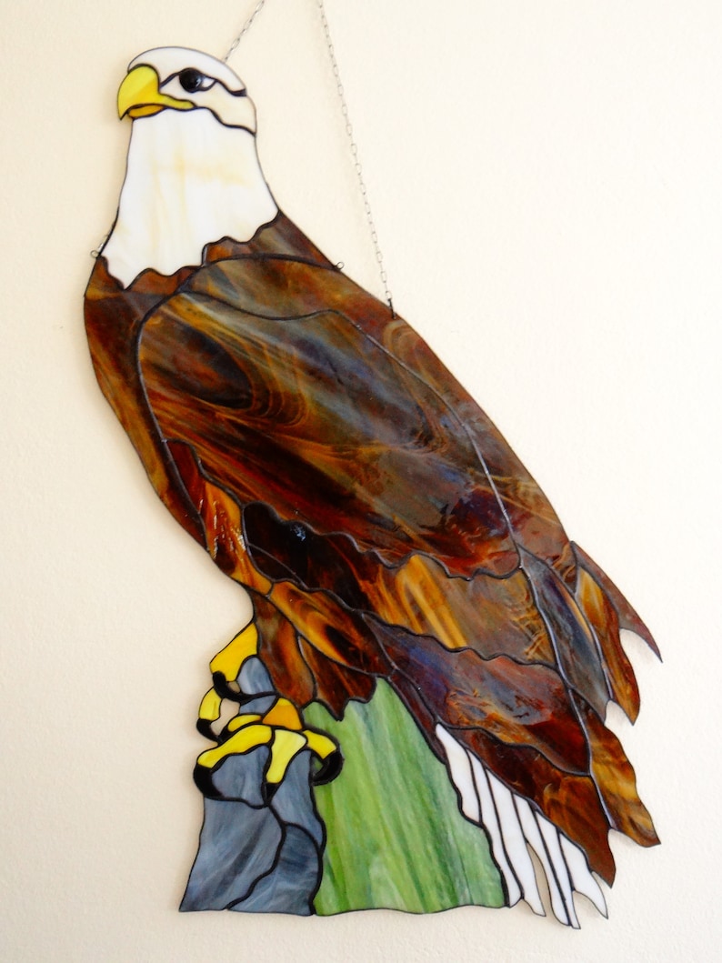 Eagle Stained Glass Suncatcher Bald Eagle American Eagle Wall Etsy