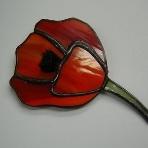 Poppy Floral brooch Stained glass brooch Red flower Gift for her Glass Pin Red pin Glass flower Birthday gift Valentine&#39;s day