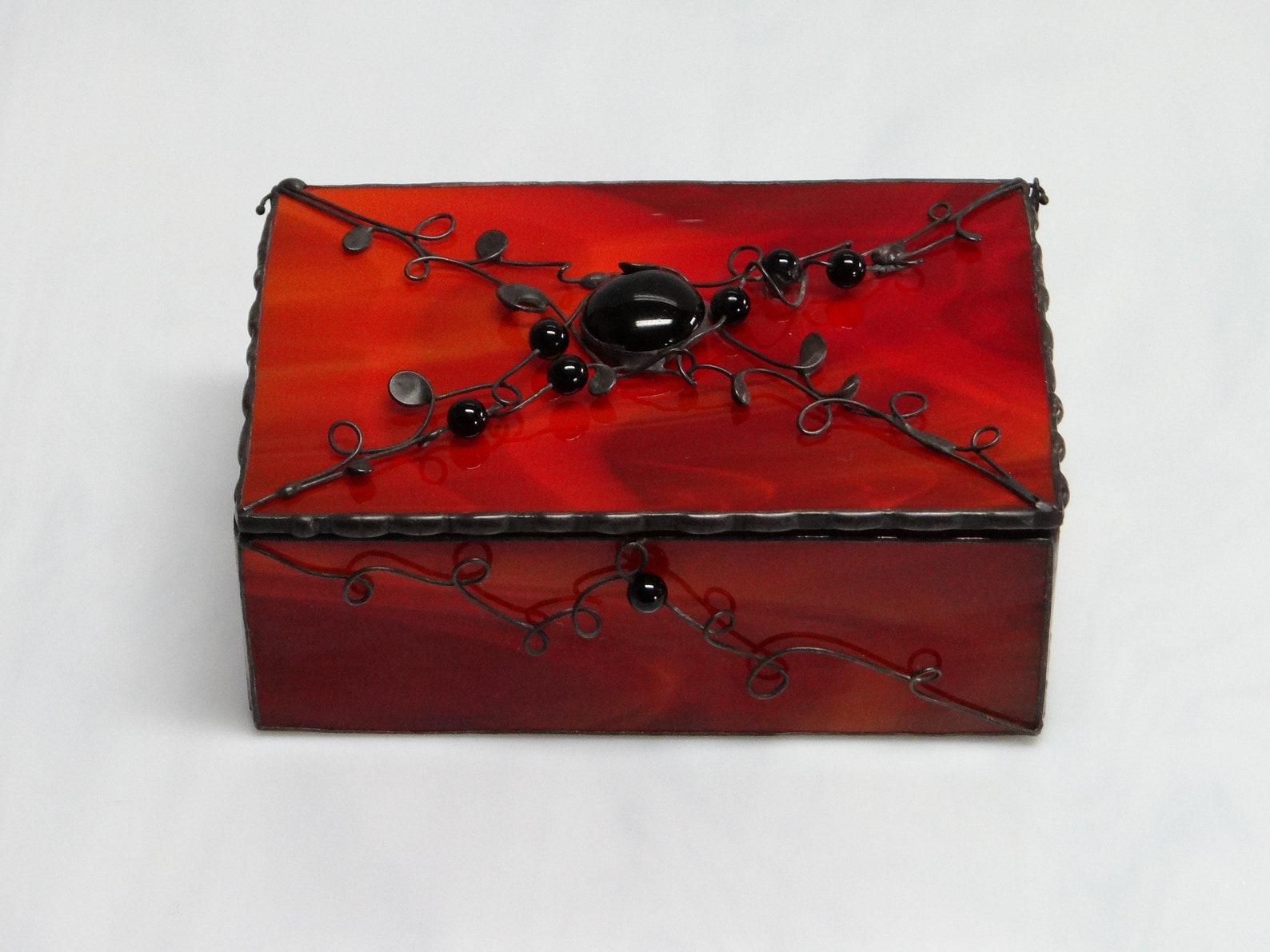 Glass Box Stained Glass Box Jewelry Box Glass Art Red Box Etsy