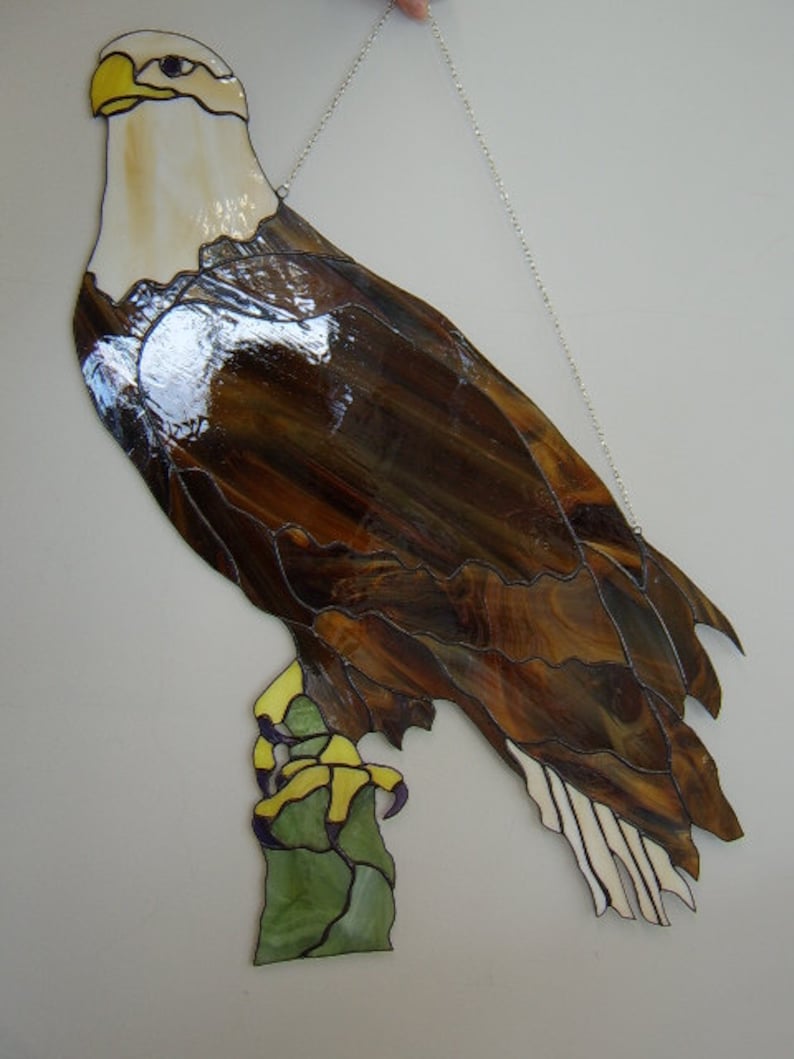 Eagle Stained Glass Suncatcher Bald Eagle American Eagle Wall Etsy