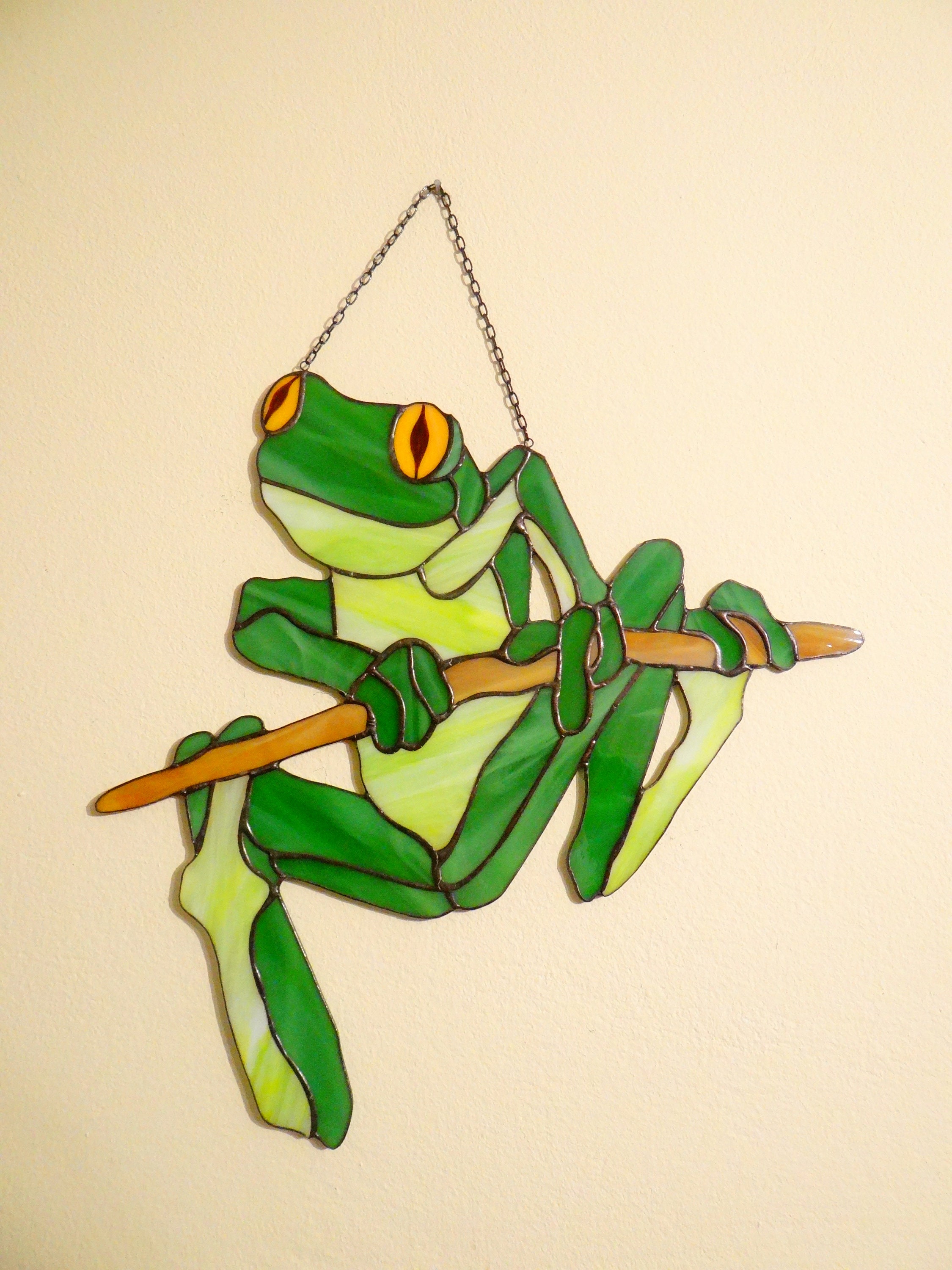 Frog Stained glass suncatcher Frogs Toad Decor Tree frog art Etsy