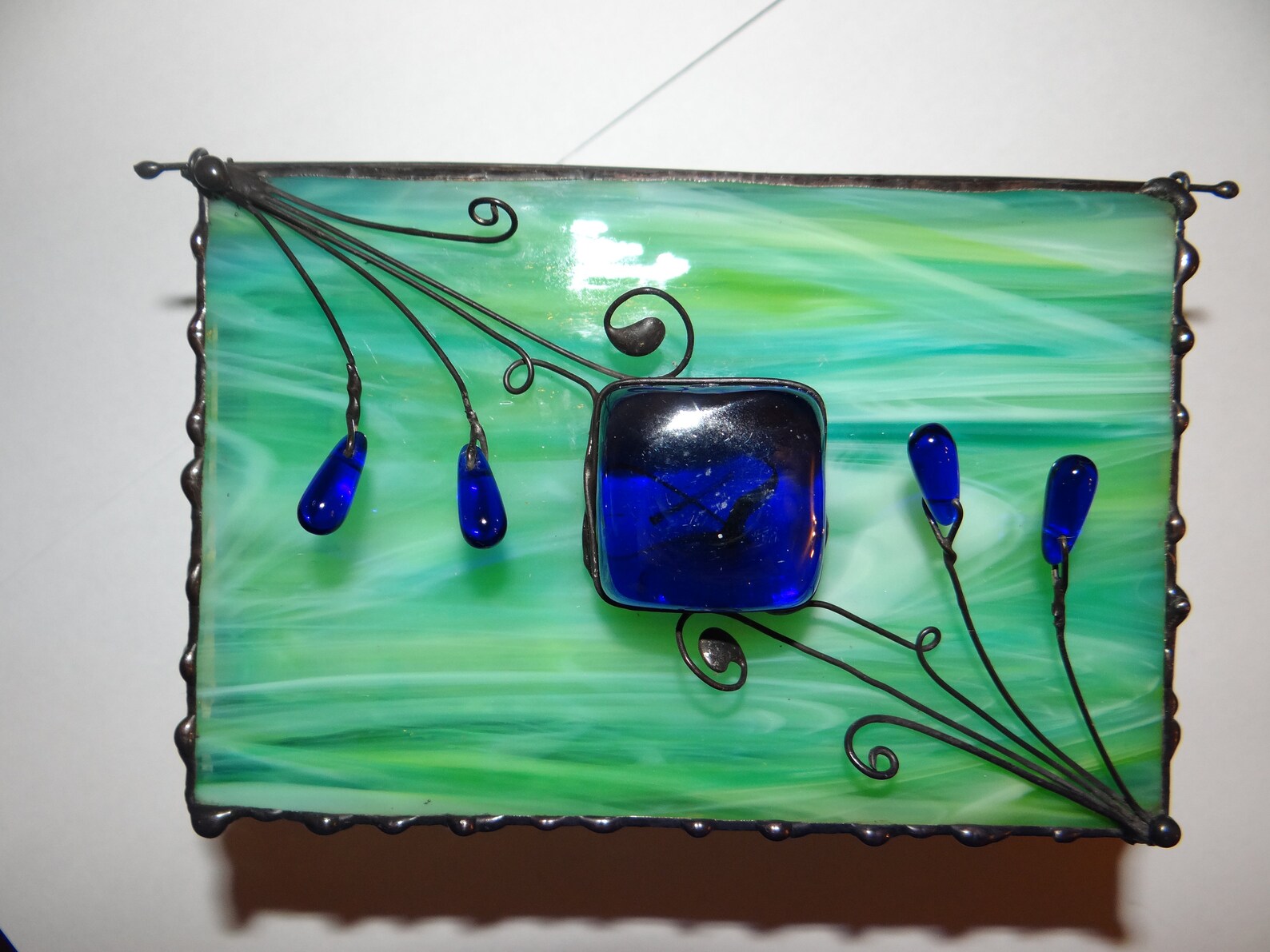 Glass Box Stained Glass Box Jewelry Box Glass Art Turquoise Etsy