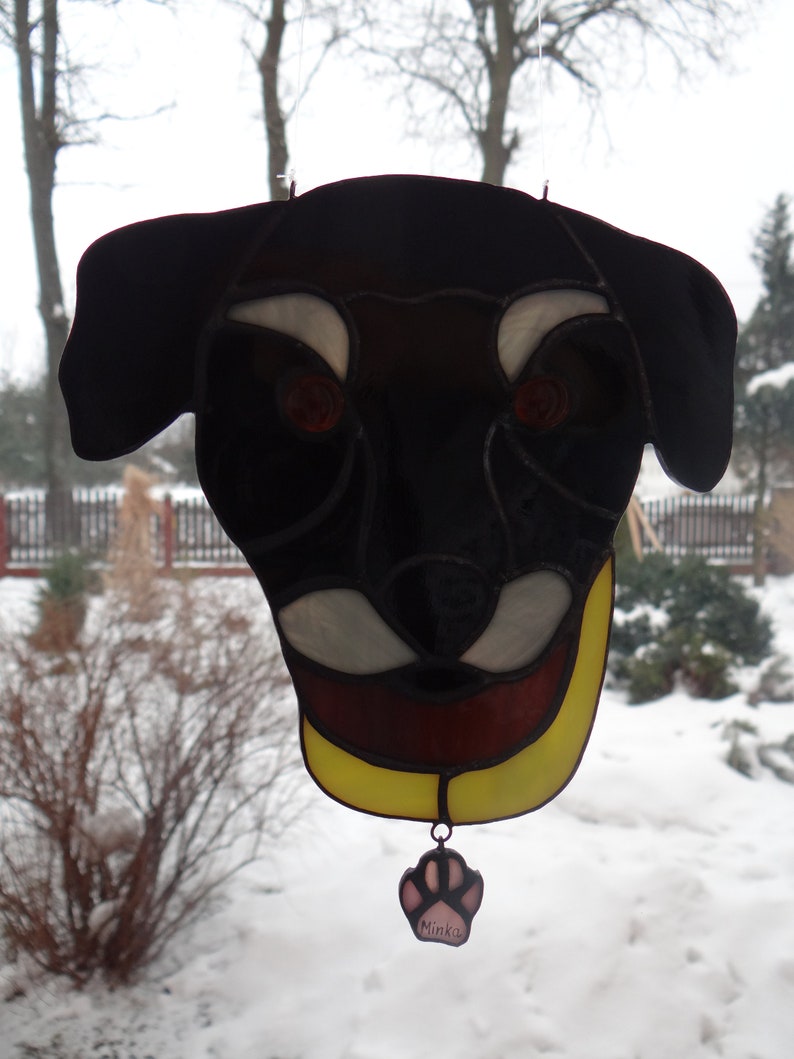 Personalized Dog face Stained glass suncatcher Dog lover gift Puppy from photo Dog ornaments Custom dog suncatcher Pet memorial Handmade